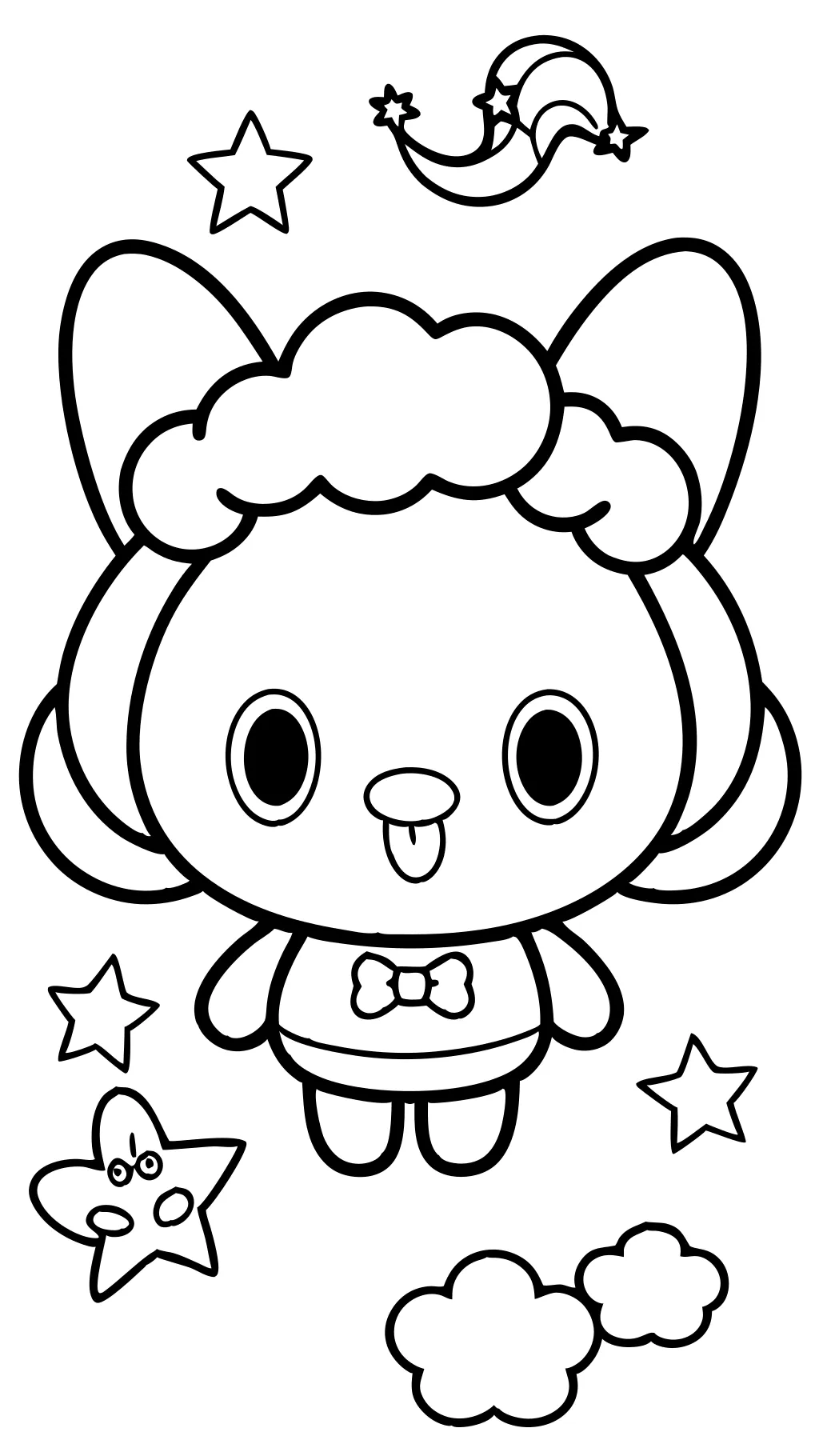 Cinnamoroll diciendo hola página para colorear